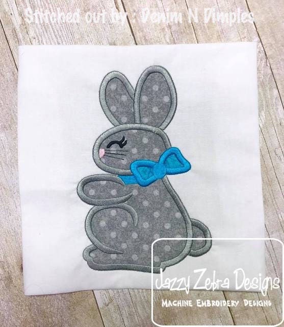 Girl Easter Bunny appliqué machine embroidery design