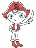 Pirate Swirly boy sketch machine embroidery design