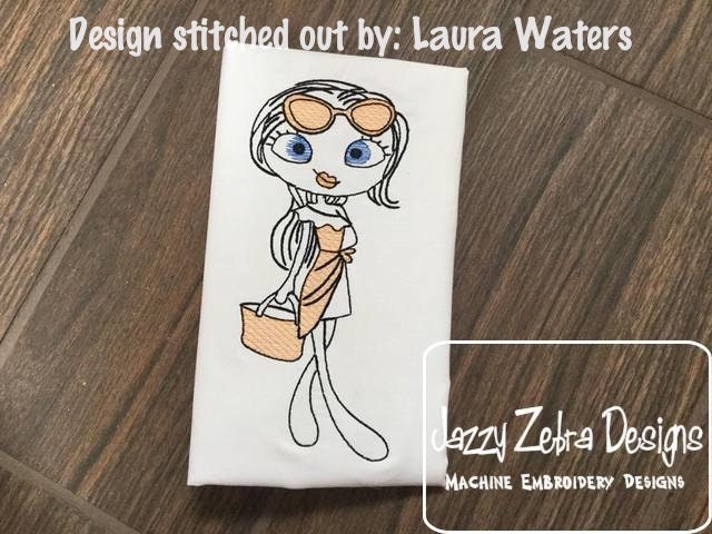 Swirly Girl hiking sketch machine embroidery design – Jazzy Zebra