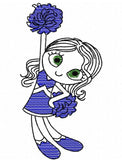 Swirly girl cheerleader sketch machine embroidery design