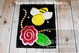 Flower and Bee appliqué machine embroidery design