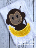 Monkey with banana appliqué machine embroidery design