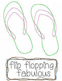 Flip flopping fabulous saying flip flop shabby chic bean stitch appliqué machine embroidery design