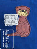 Otterly cute saying otter shabby chic bean stitch appliqué machine embroidery design