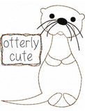 Otterly cute saying otter shabby chic bean stitch appliqué machine embroidery design