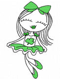 Saint Patrick's Day Swirly girl sketch machine embroidery design