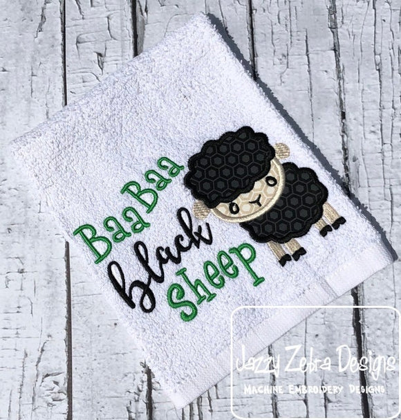 Baa Baa black sheep saying Nursery appliqué machine embroidery design