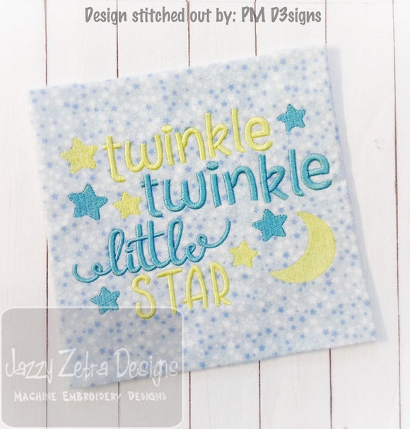 Twinkle Twinkle Little Star saying machine embroidery design