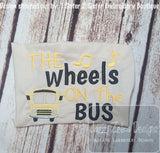 The wheels on the bus saying machine embroidery design