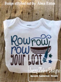 Row Row row your boat saying boat sketch embroidery design