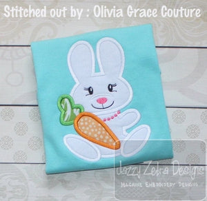 Easter Bunny girl with carrot appliqué machine embroidery design