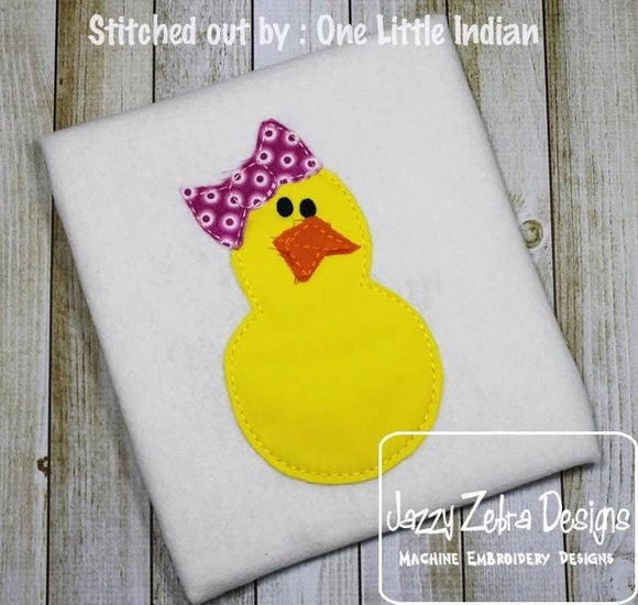 Easter Chick girl raggedy edge bean stitch shabby appliqué machine embroidery design