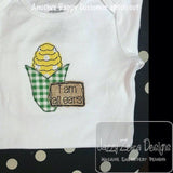 I am all ears saying ear of corn shabby chic bean stitch appliqué machine embroidery design - instant download design