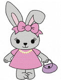 Easter Bunny girl sketch machine embroidery design