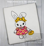 Bunny girl scrappy appliqué machine embroidery design