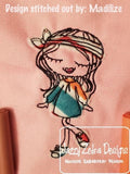 Swirly girl scrappy appliqué machine embroidery design