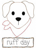 ruff day saying puppy dog shabby chic bean stitch appliqué machine embroidery design
