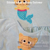 Mermaid Cat appliqué machine embroidery design