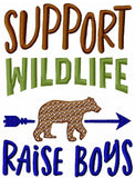 Support wildlife raise boys saying Mom/Dad machine embroidery design