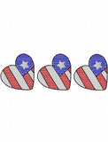 3 American Flag heart sketch machine embroidery design