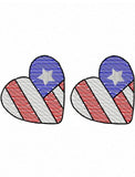 3 American Flag heart sketch machine embroidery design