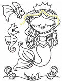 Swirly Mermaid scrappy appliqué machine embroidery design