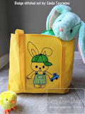 Bunny Boy with truck scrappy appliqué machine embroidery design