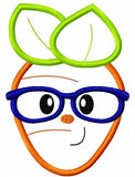 Boy Carrot with glasses applique machine embroidery design