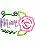 Mom with flower appliqué machine embroidery design