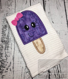 Girl Popsicle with face appliqué machine embroidery design