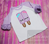 Girl Double Popsicle with faces appliqué machine embroidery design
