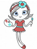 Swirly Girl Artist painting sketch machine embroidery design