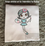 Swirly Girl Artist painting sketch machine embroidery design