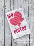 Big sister saying with bow appliqué machine embroidery design