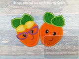 Girl Carrot wearing glasses applique machine embroidery design