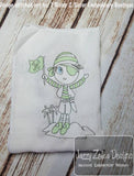 Swirly boy pirate sketch machine embroidery design