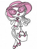 Swirly girl summer sketch machine embroidery design