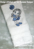 Swirly girl cheerleader sketch machine embroidery design