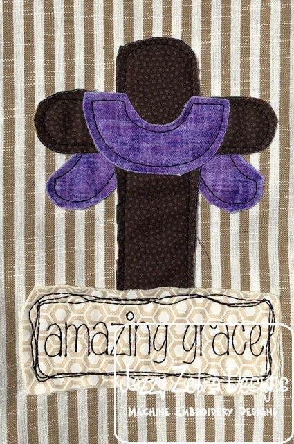 Amazing Grace saying cross shabby chic bean stitch appliqué machine embroidery design