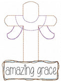 Amazing Grace saying cross shabby chic bean stitch appliqué machine embroidery design