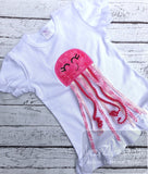 Girl Ribbon jellyfish appliqué machine embroidery design