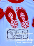 Flip flopping fabulous saying flip flop shabby chic bean stitch appliqué machine embroidery design