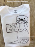Otterly cute saying otter shabby chic bean stitch appliqué machine embroidery design