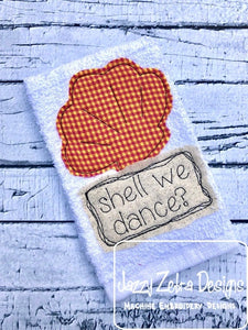 shell we dance? saying sea shell shabby chic bean stitch appliqué machine embroidery design