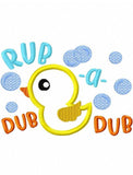 Rub a dub dub saying rubber ducky appliqué machine embroidery design