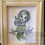 Swirly Girl Mermaid sketch machine embroidery design