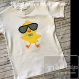 Boy Easter Chick wearing sunglasses appliqué machine embroidery design
