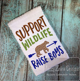 Support wildlife raise boys saying Mom/Dad machine embroidery design