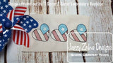 3 American Flag heart sketch machine embroidery design