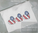 3 American Flag heart sketch machine embroidery design